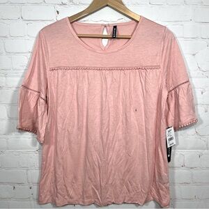 Architect Blouse Womans Small Pink Tunic Top Short Sleeve Round Neck NWT